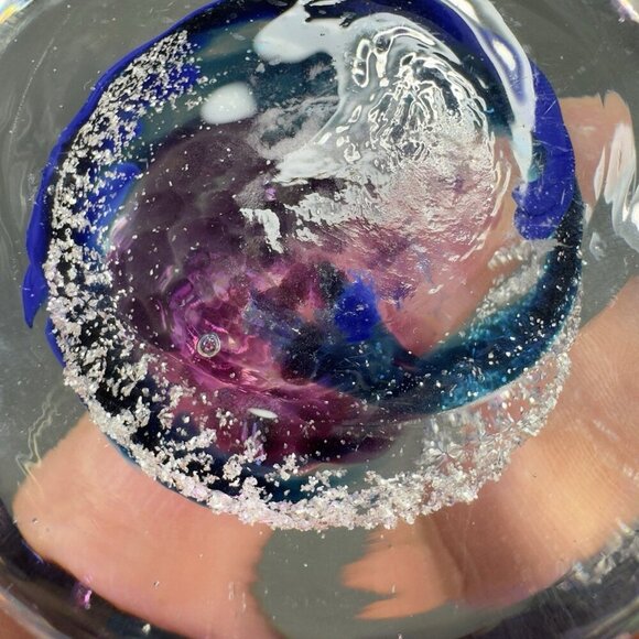 Venetian Italian Art Glass Paperweight Hand Blown With Silver Flecks Multicolor - Picture 7 of 15